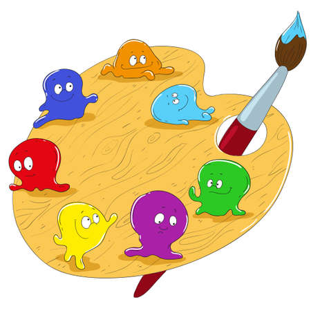Cheerful paint. Vector illustration. Paint characters.のイラスト素材