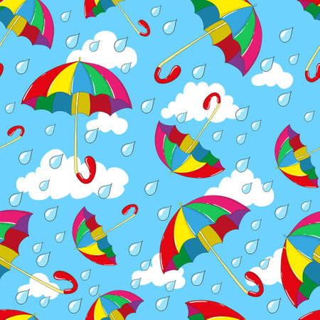 Seamless umbrellas pattern in the skyのイラスト素材