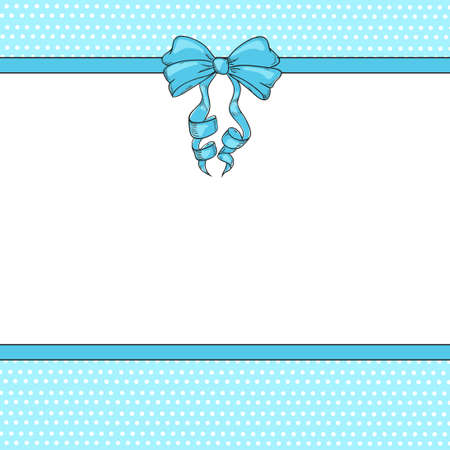 Card with a blue bow. Space for text.のイラスト素材