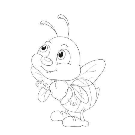 Bee cartoon character. For coloring bookのイラスト素材