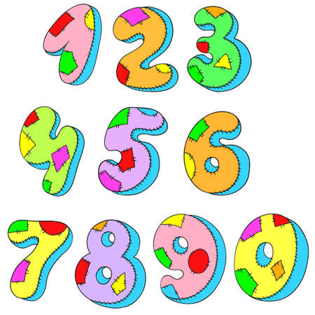A set of numbers. Figures pillows. Vector illustrationのイラスト素材