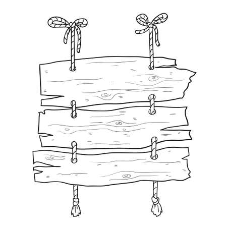 Pointers directions. Wooden plate. Vector sketch. Hand drawing doodle. Blackboard with space for text.のイラスト素材