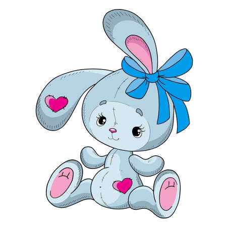 Cute cartoon rabbit. Vector character rabbit teddy. Isolated on white background.のイラスト素材