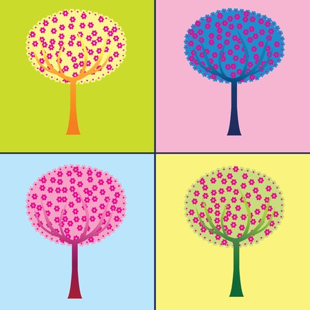 Colored trees collectionの写真素材