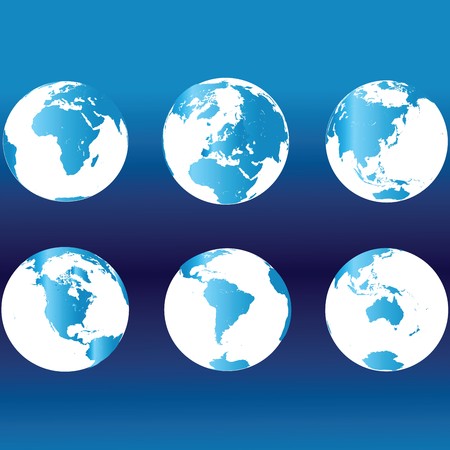 Earth globes in blue colorsの写真素材
