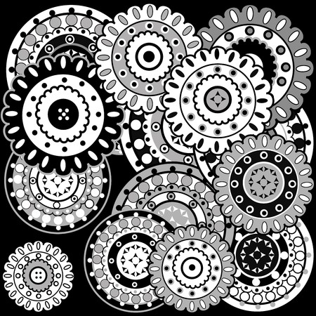 Oriental motifs in black and whiteの写真素材