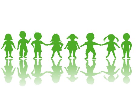 Group of green childrenの写真素材