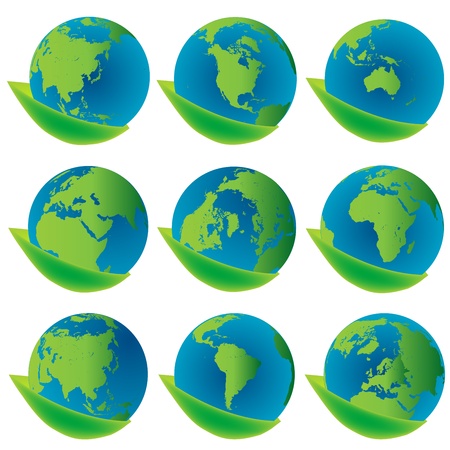Earth globes , eco concept iconsの写真素材