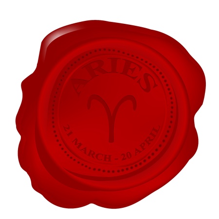 Wax seal with aries zodiac symbolの写真素材