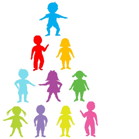 Group of colored stylized kidsのイラスト素材
