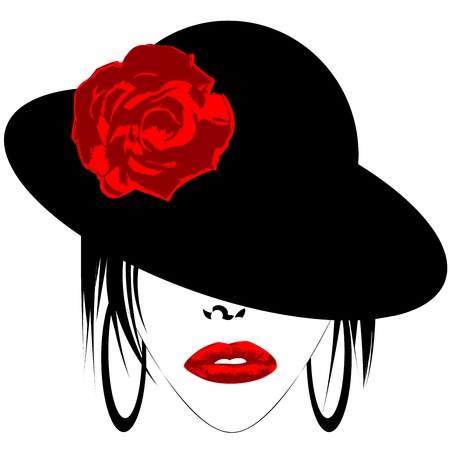Modern woman with hat and earringsのイラスト素材