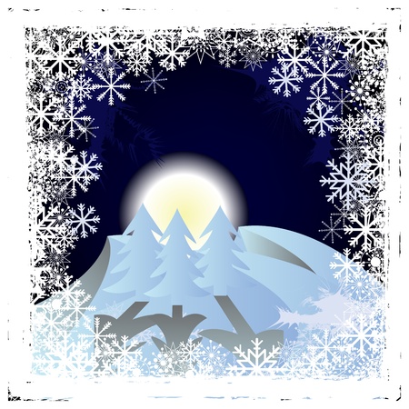 Frozen window with winter landscapeのイラスト素材