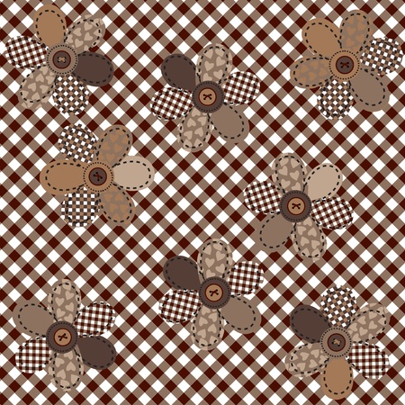 Brown table cloth with flowersのイラスト素材