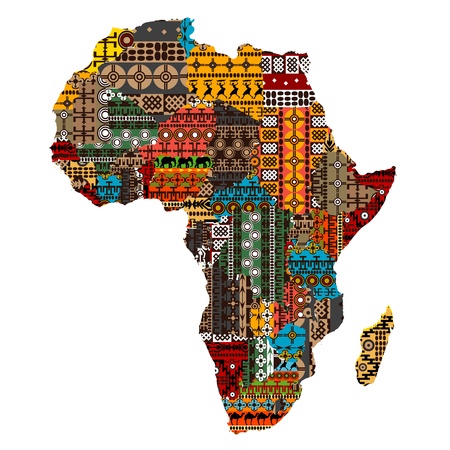 Africa map with countries made of ethnic texturesのイラスト素材