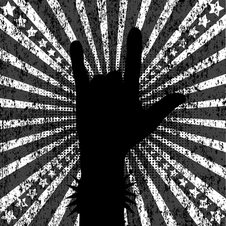 Rock on sign on grunge twirled backgroundのイラスト素材