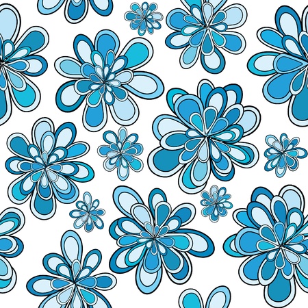 Seamless pattern with blue abstract flowersのイラスト素材