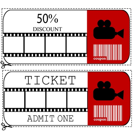 Sale voucher and entrance ticket for cinema movieのイラスト素材
