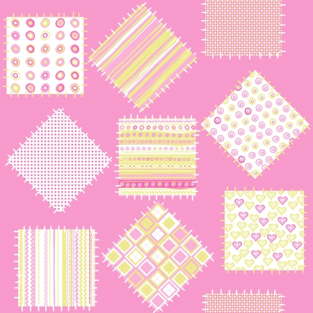 Blanket for baby girls with pink patchesのイラスト素材