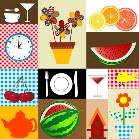 Kitchen table cloth designのイラスト素材