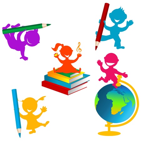 Back to school background with children and booksのイラスト素材