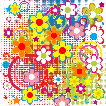Background with flowers and grunge textureのイラスト素材