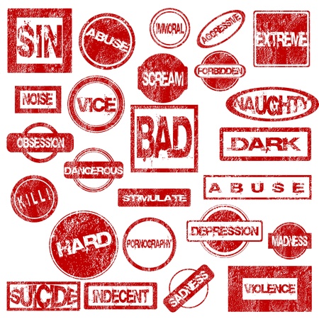 Red grunge stamps with negative wordsのイラスト素材