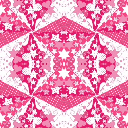 Pink background with hearts and starsのイラスト素材