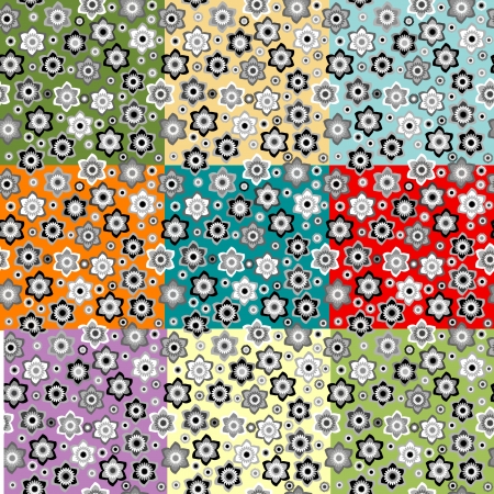 Set of nine floral seamless backgroundsのイラスト素材