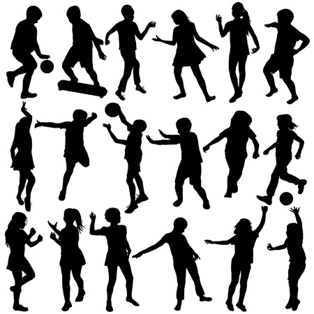 Set of black children silhouettesのイラスト素材