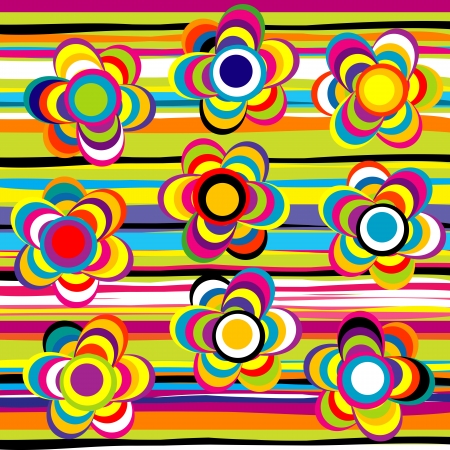 Flowers and stripes backgroundのイラスト素材