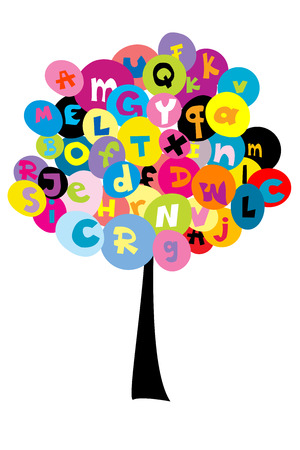 Abstract tree with the letters of alphabetのイラスト素材