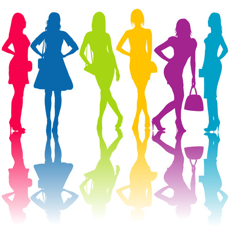 Fashion silhouettes of womenのイラスト素材