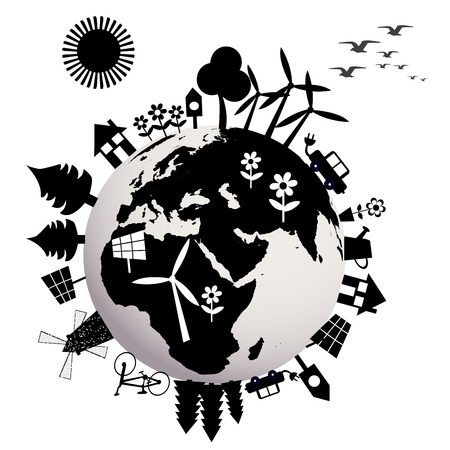 Ecological concept with Earth globeのイラスト素材