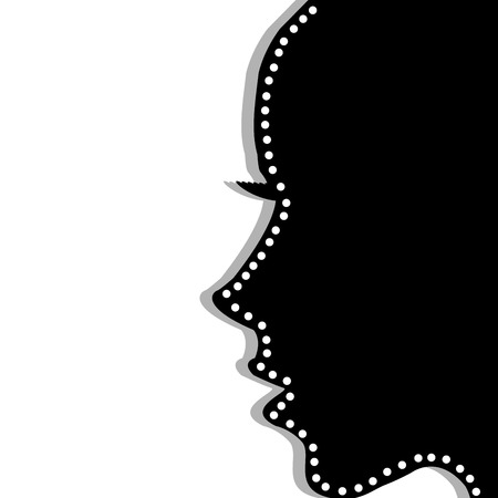 Stylized woman profile over white backgroundのイラスト素材