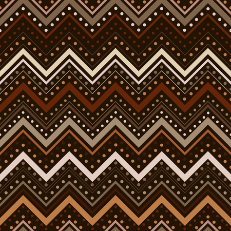 Zig zag pattern with lines and dots in brown tonesのイラスト素材