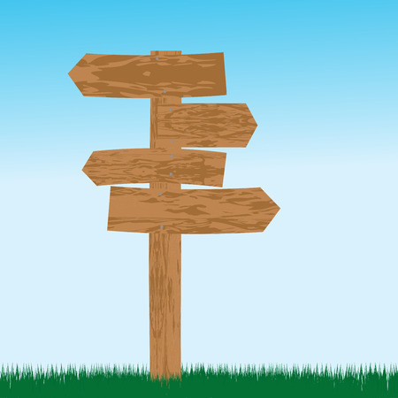Empty wooden sign for directionsのイラスト素材