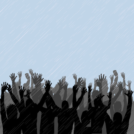 People enjoying the rainのイラスト素材