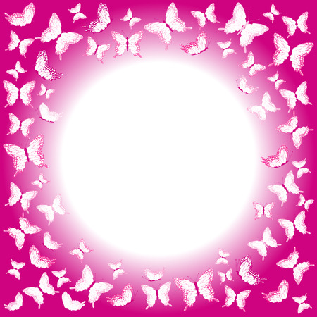 Pink butterflies border with place for your textのイラスト素材