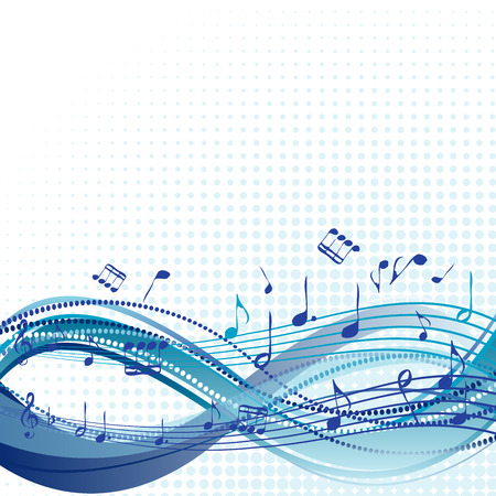Abstract blue music background with notesのイラスト素材