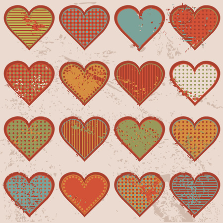 Grunge retro background with heartsのイラスト素材