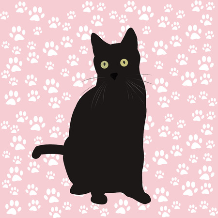 Black cat silhouetteのイラスト素材