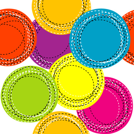 Colorful seamless pattern with sewing round shapesのイラスト素材