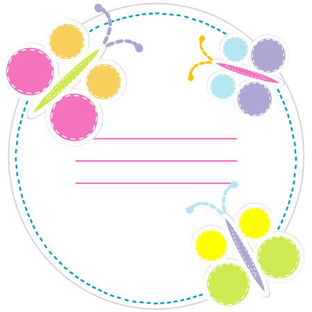 Round label for kids with stylized butterfliesのイラスト素材