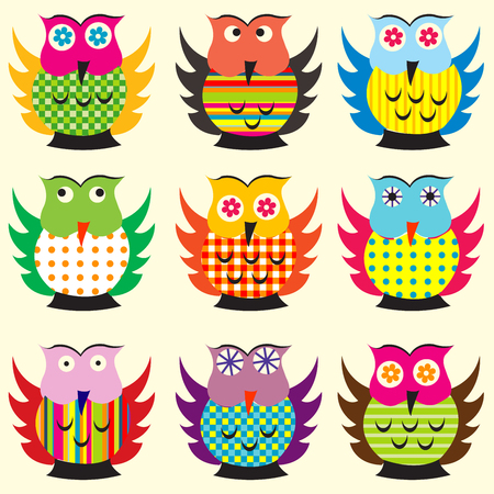 Cartoon owls setのイラスト素材
