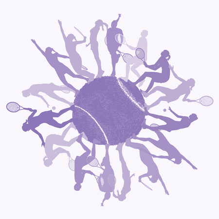 Tennis design with ball and woman player silhouettesのイラスト素材