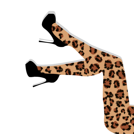 A woman in her leopard printed leggingsのイラスト素材