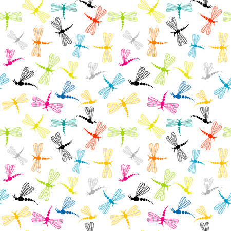 Background with cartoon dragonfliesのイラスト素材