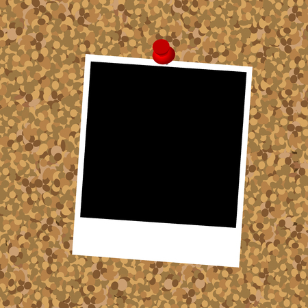 Cork board with instant photo frame and push pinのイラスト素材