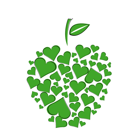 Apple shape made of heartsのイラスト素材