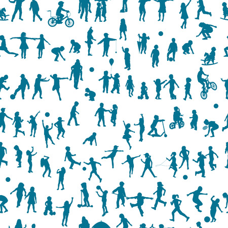 Seamless background with children silhouettesのイラスト素材
